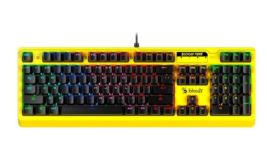 Клавиатура A4Tech Bloody B810rc Punk механическая желтый/черный USB for gamer LED B810rc ( Punk Yell .