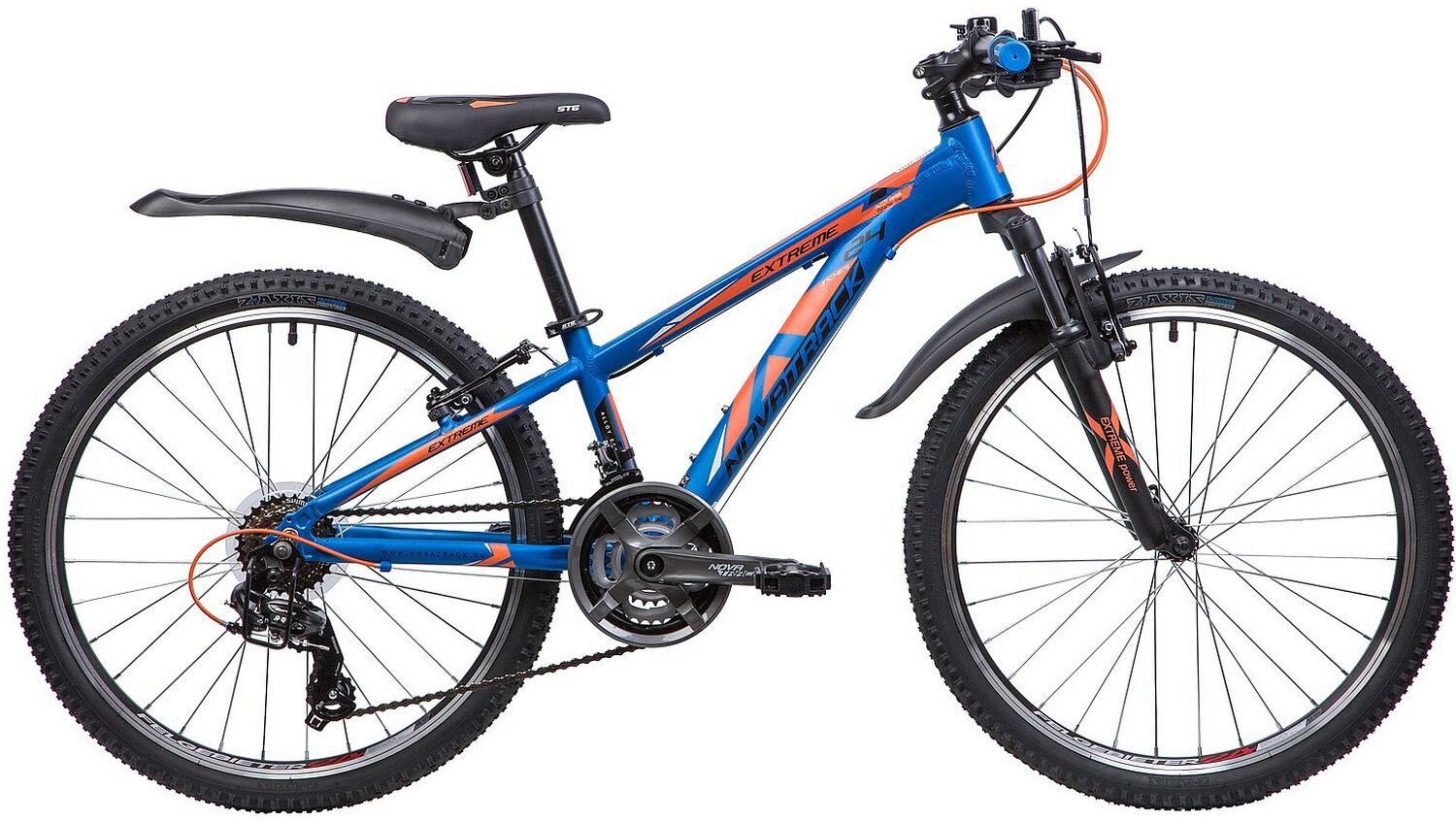 Велосипед NOVATRACK EXTREME 24" (2019) (Велосипед NOVATRACK 24" EXTREME, алюм.рама 11", синий, 21-скор, TY300/TS38/TZ500, V-brake)