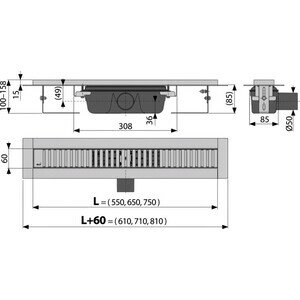 Душевой лоток AlcaPlast Line с перфорированной решеткой (APZ1SMART-LINE-550) - фотография № 2