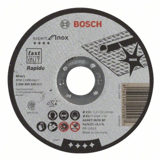 Диск отрезной BOSCH Expert for INOX 115 x 1мм прямой