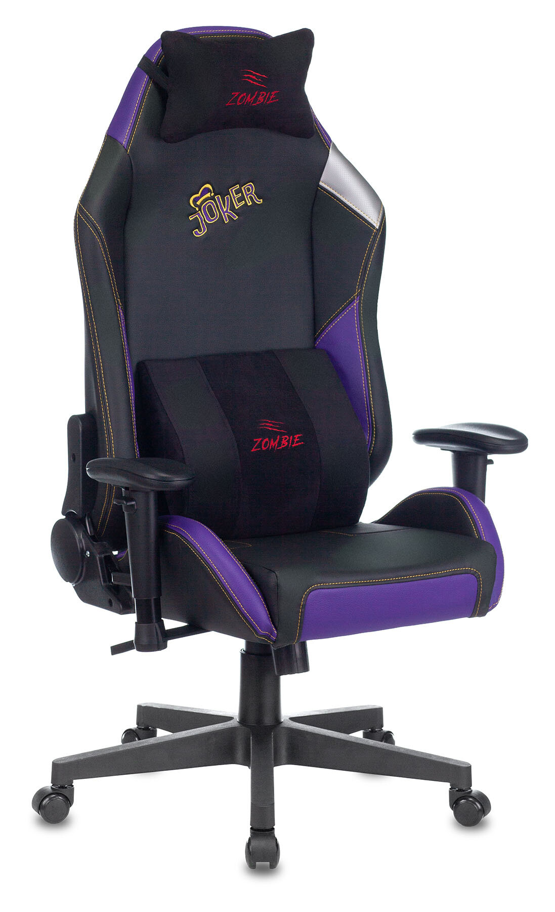 Кресло игровое Zombie HERO JOKER PRO, черный/фиолетовый, искусственная кожа