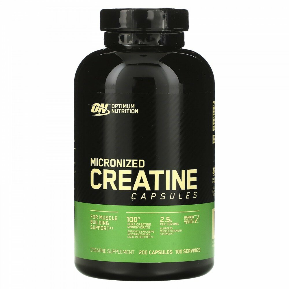 Optimum Nutrition, Micronized Creatine Capsules, 2.5 g, 200 Capsules