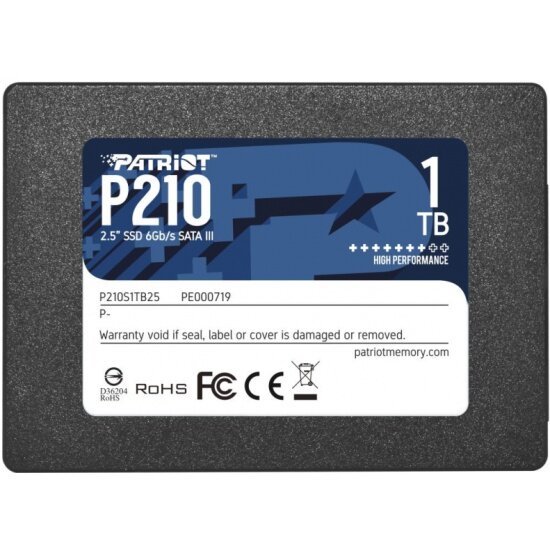 SSD диск PATRIOT MEMORY 2.5" P210 1.0 Tб SATA III NAND 3D (P210S1TB25)