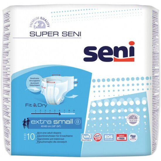 Подгузники для взрослых SENI Super (Сени Супер), Extra Small, 10 шт.