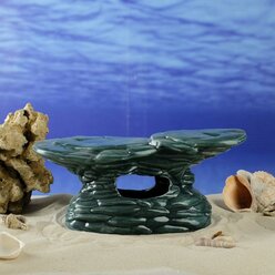 Керамика ручной работы Декорация для аквариума "Грот", зеленая, 14х28х12 см