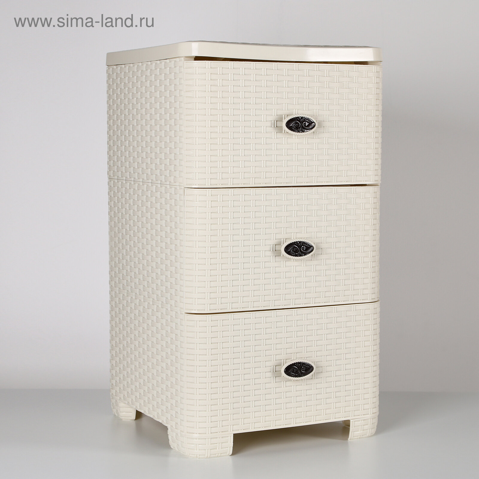 фото Комод 3-х секционный «Плетёнка», цвет слоновая кость