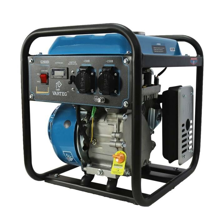 Бензиновый инверторный генератор VARTEG G2600i, 2.5 кВт, 7 л.с, 2х220 В/16 А, ручной старт - фотография № 4