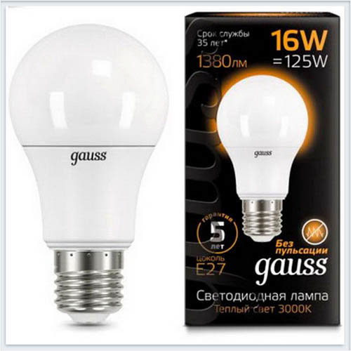 Gauss Лампа Gauss светодиодная A60 16W E27 3000K