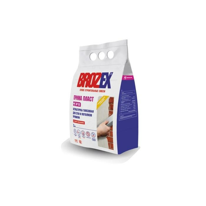 BROZEX Смесь штукатурная Brozex Прима Пласт GP55 гипсовая 3,0 кг