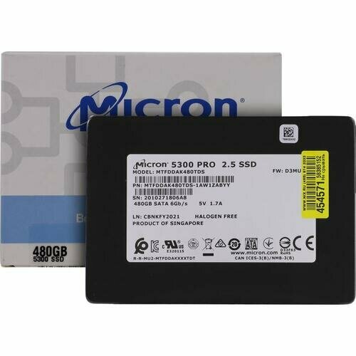 Твердотельный накопитель Micron 5300 PRO 480 ГБ SATA MTFDDAK480TDS-1AW1ZABYY