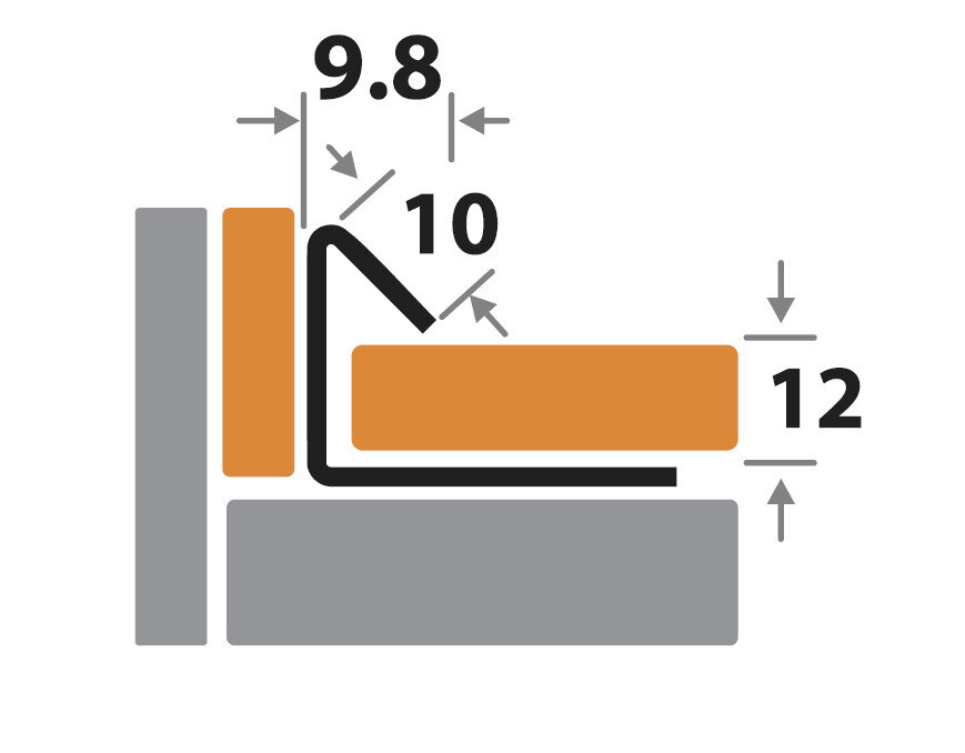 Профиль внутренний для плитки до 12 мм из нержавеющей стали, длина 2,7м, лука ПК 18-12НСП.2700.001 Полировка - фотография № 3