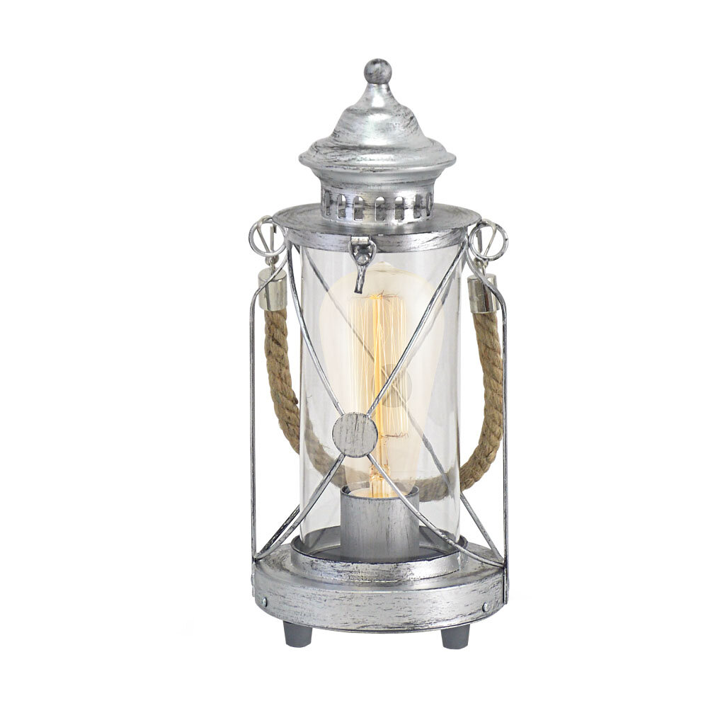 49284 Настольная лампа BRADFORD, 1x60W (E27), Ø140, H330, сталь, серебро состаренный/стекло