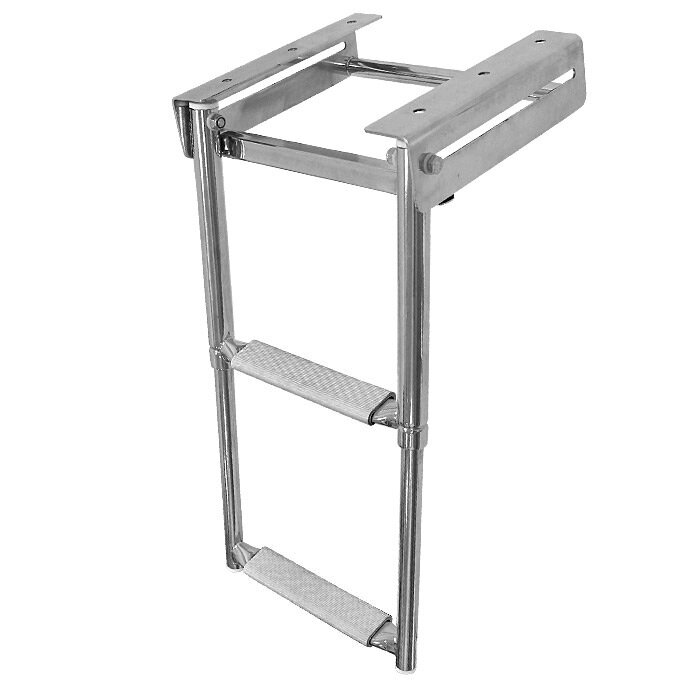 фото Трап телескопический 2 ступени выдвижной, серая ступень