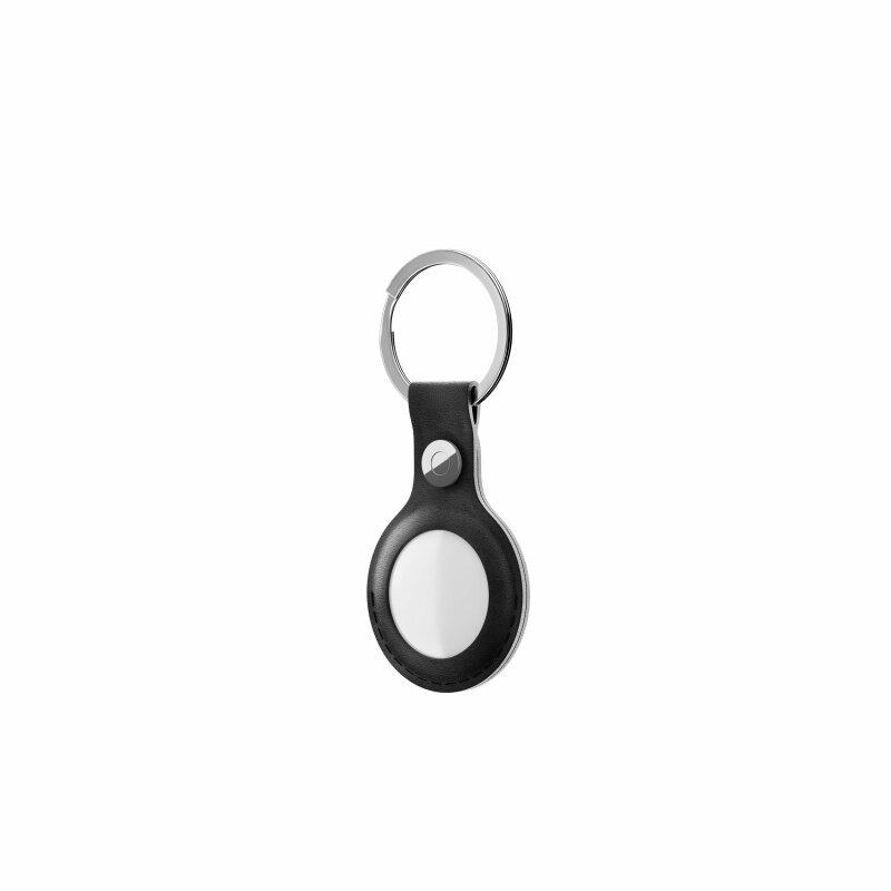 Чехол-брелок uBear Capital Case для AirTag с кольцом-фиксатором натуральная кожа черный