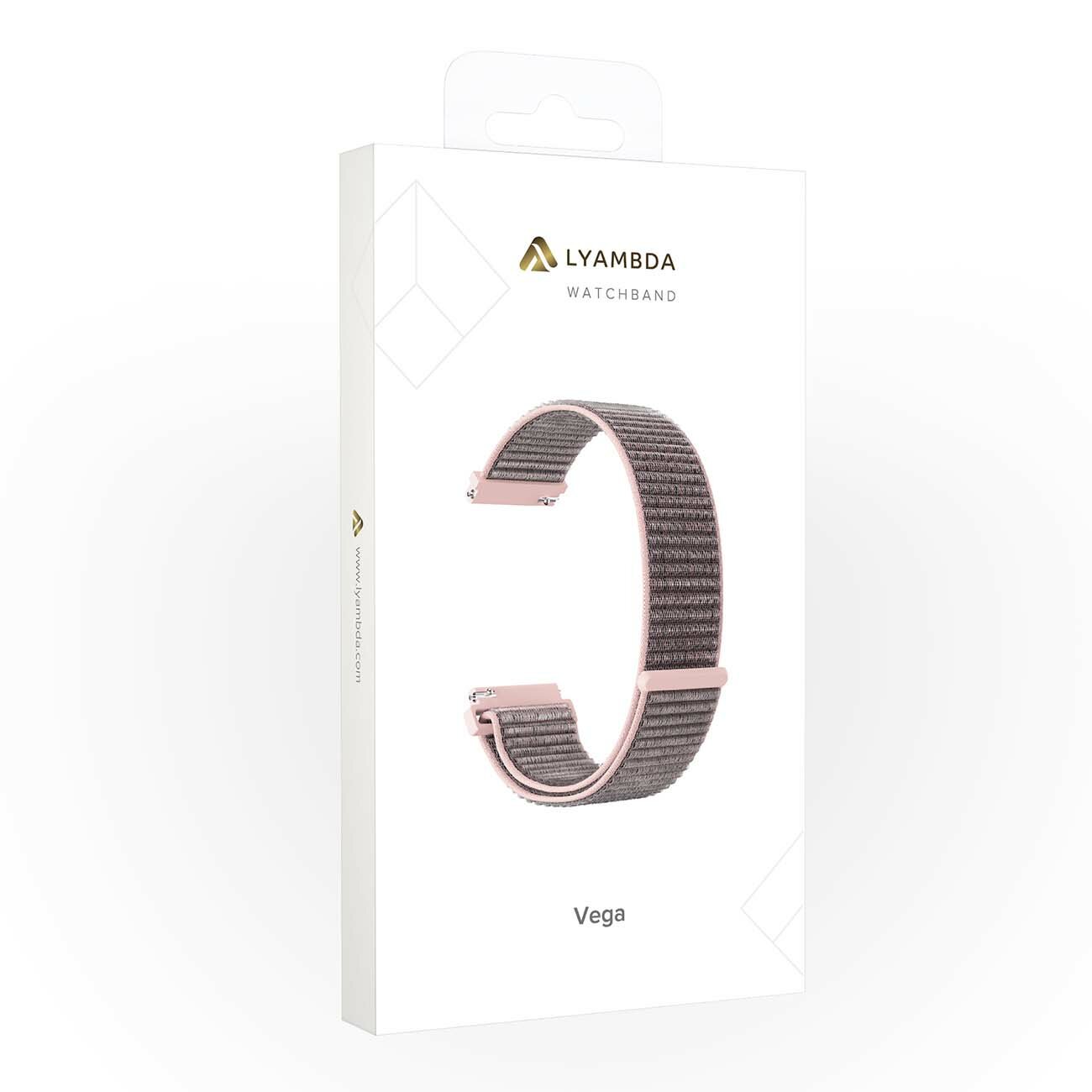 Ремешок для часов Lyambda Vega 20 мм, нейлон, розовое золото - фото №3