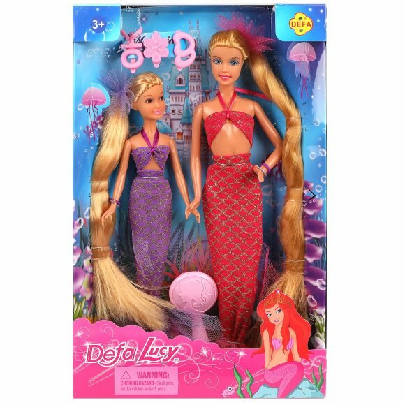 Игровой набор Русалка, куклы 2 шт. 8 аксессуаров DEFA LUCY 8235b