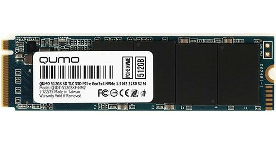 Твердотельный накопитель SSD M.2 512 Gb QUMO Q3DT-512GSKF-NM2 Read 2500Mb/s Write 1900Mb/s 3D NAND