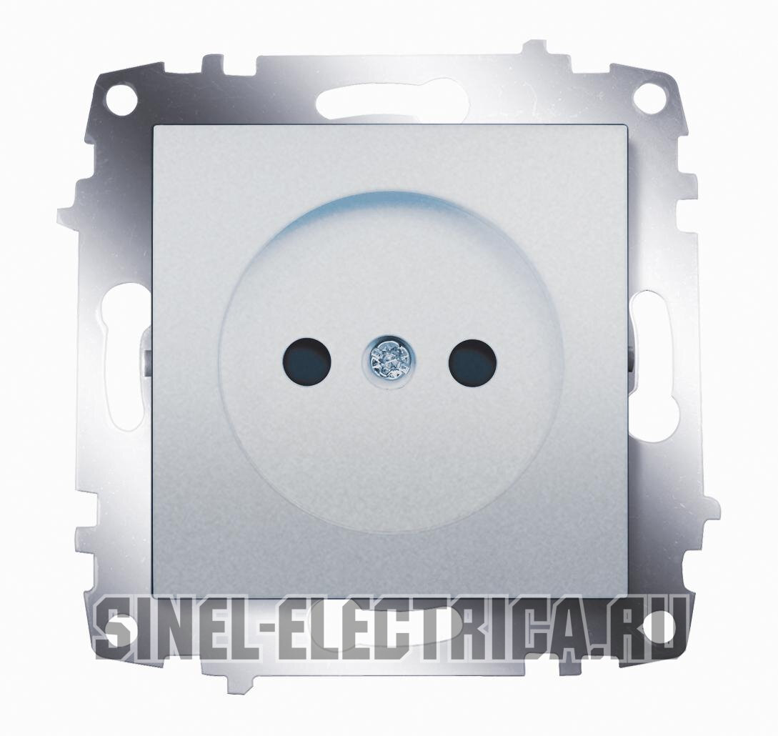 фото Розетка без заземления с защитными шторками ABB Cosmo (Алюминий)