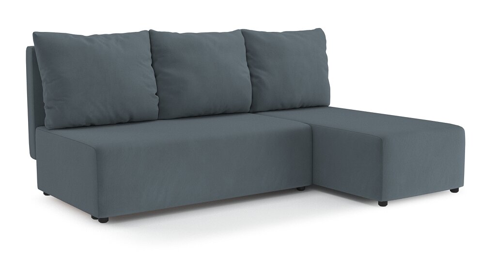 Угловой диван-кровать PUSHE, раскладной Каир Lux, правый угол, велюр, серый - фотография № 2
