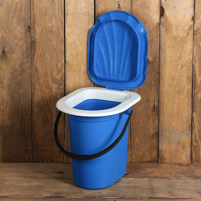 No Brand Ведро-туалет, 18 л, съёмный стульчак, синий - фотография № 2