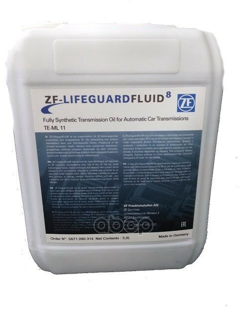 5l Lifeguardfluid 8 Масло Трансмиссионное ZF арт. S671090314