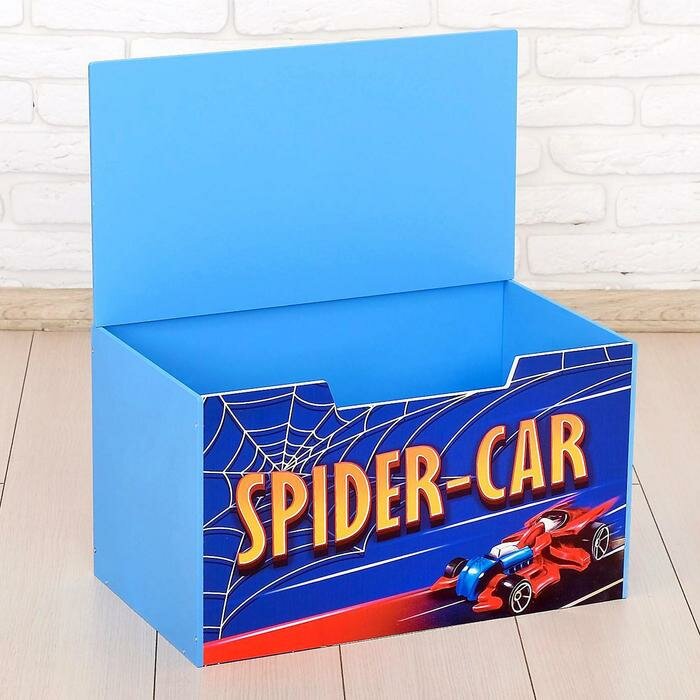 Контейнер-сундук с крышкой SPIDER CAR, цвет синий(В наборе1шт.) - фотография № 3
