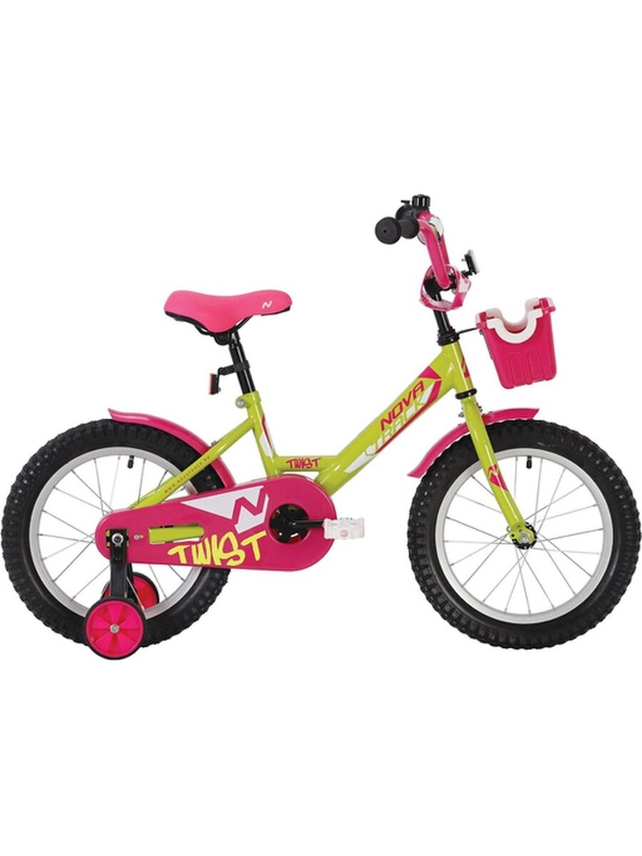 Детский велосипед Novatrack Twist 18 (2020) с корзиной Зеленый