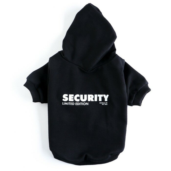 Толстовка Security для собак (футер), размер XS (ДС 18, ОШ 28-30, ОГ 38-40), чёрная - фотография № 6