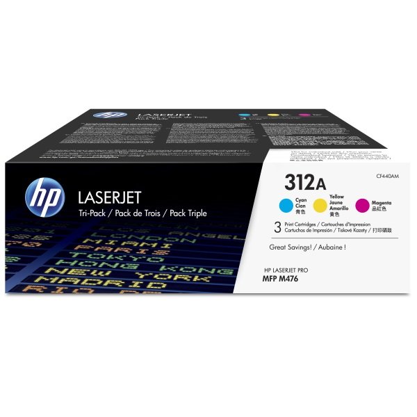 Kартриджи HP 312A, Упаковка 3 шт., Оригинальные лазерные картриджи HP LaserJet, Голубой/Пурпурный/Желтый (CF440AM)
