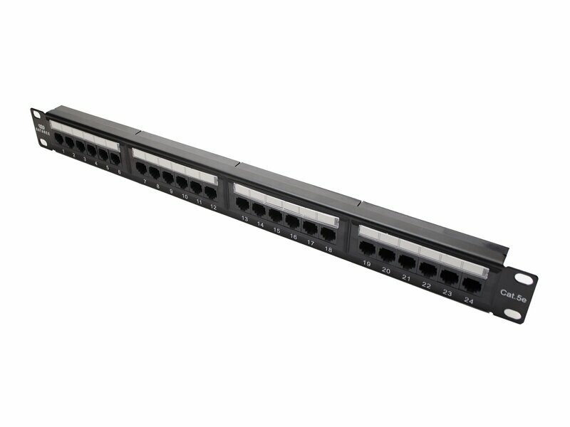 Datarex DR-4001 Коммутационная панель кат.5е, UTP, 19", 1U, 24хRJ45, 568A/В, черный