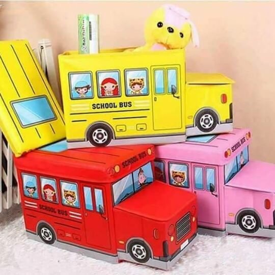 Ящик-пуф для игрушек "Школьный автобус" красный - фотография № 3