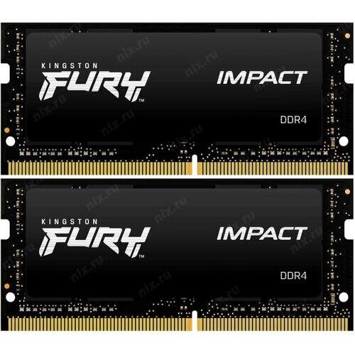 Оперативная память 64Gb Kingston Fury Impact SO-DIMM DDR4 2666MHz (KF426S16IBK2/64) (2x32Gb KIT)