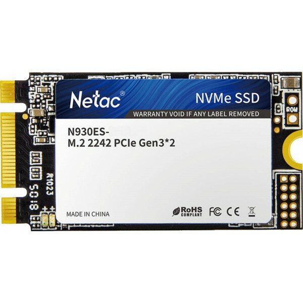 Накопитель SSD M.2 2242 Netac 128Gb N930ES Series (NT01N930ES-128G-E2X) Retail (PCI-E 3.1 x2, up to 1650/635MBs, 3D TLC, NVMe 1.3, 22х42mm)