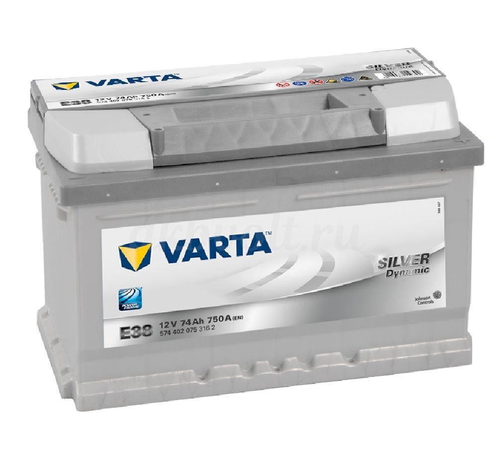 Аккумулятор Varta Silver E38 74Ач обратная полярность 574402