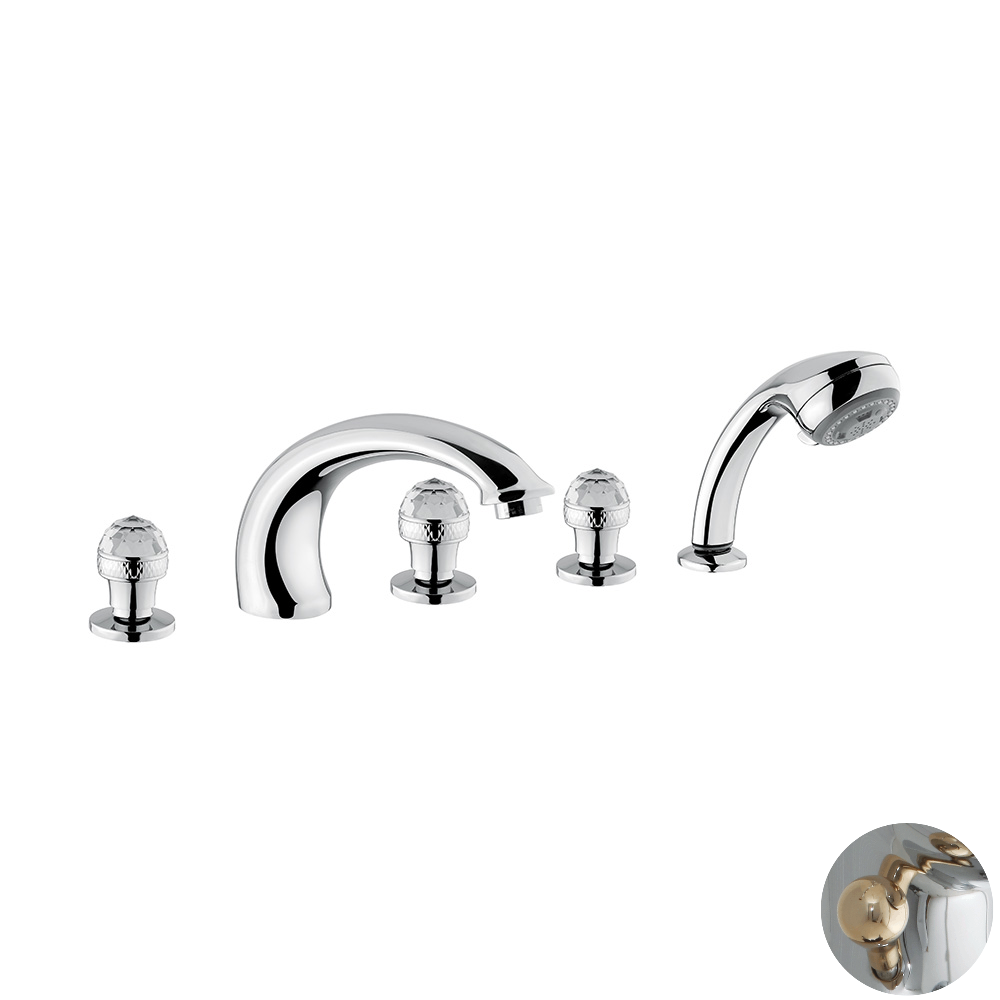 Смеситель на борт ванны на 5 отв. Migliore Axo Crystal ML.AXO-680F хром/золото