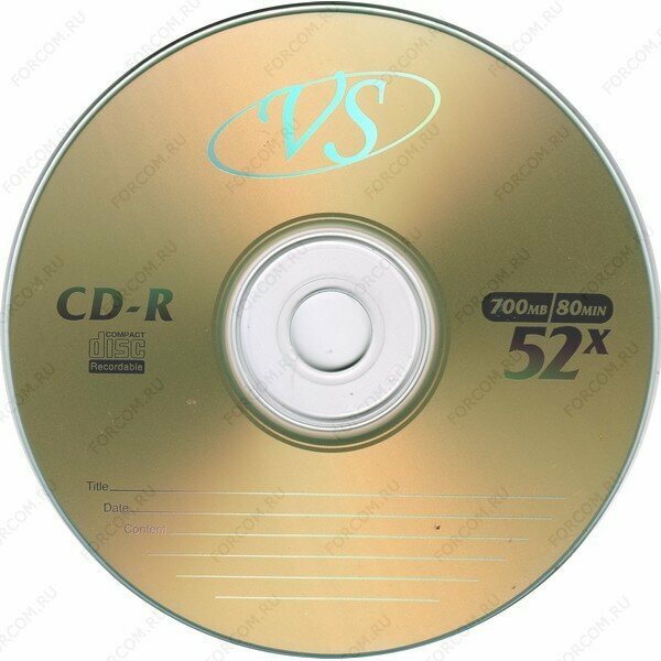 Записываемый компакт-диск CD-R 700 MB VS 52x без упаковки 1 шт. (VS VSCDRB5003-1)