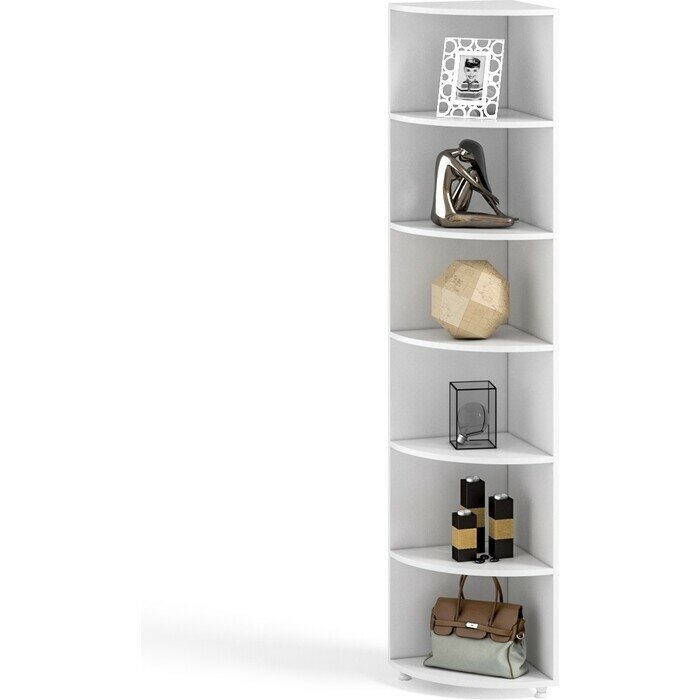 фото Стеллаж угловой олмеко Монако МН-16 глубина 410 мм, белое дерево