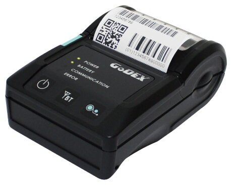 Принтер этикеток Godex MX30, мобильный, 203 DPI, ширина печати 3", интерфейс Bluetooth, RS232, USB