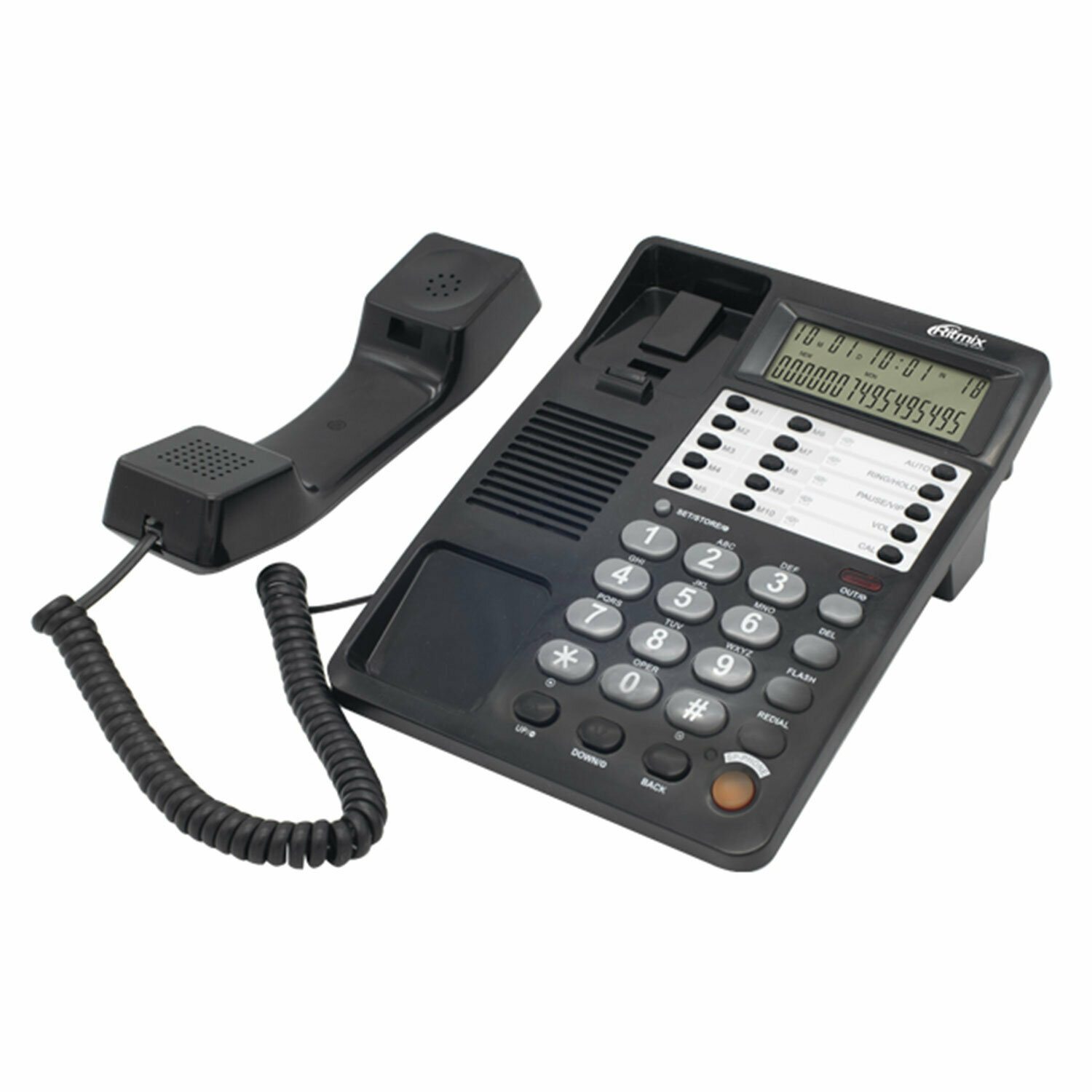 Телефон RITMIX RT-495 black, АОН, спикерфон, память 60 номеров, тональный/импульсный режим, черный, 80002152, 1шт в компл.