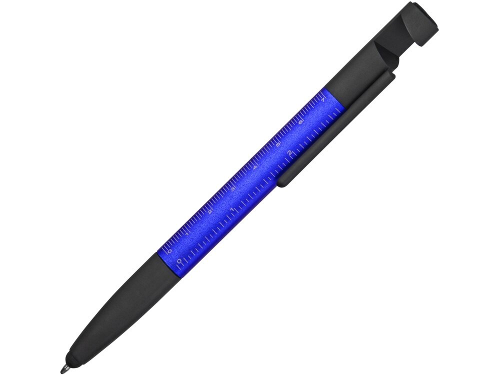 Ручка-стилус металлическая шариковая многофункциональная (6 функций) Multy синий