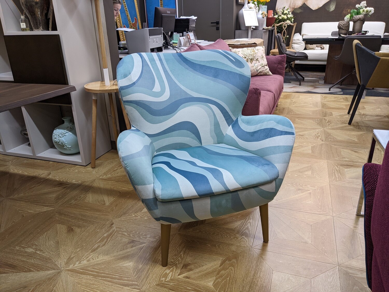 фото Кресло Ottavia Momenti Casa голубое Современный