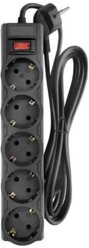 CBR Сетевой фильтр CSF 2505-3.0 Black CB, 5 евророзеток, длина кабеля 3 метра, цвет чёрный