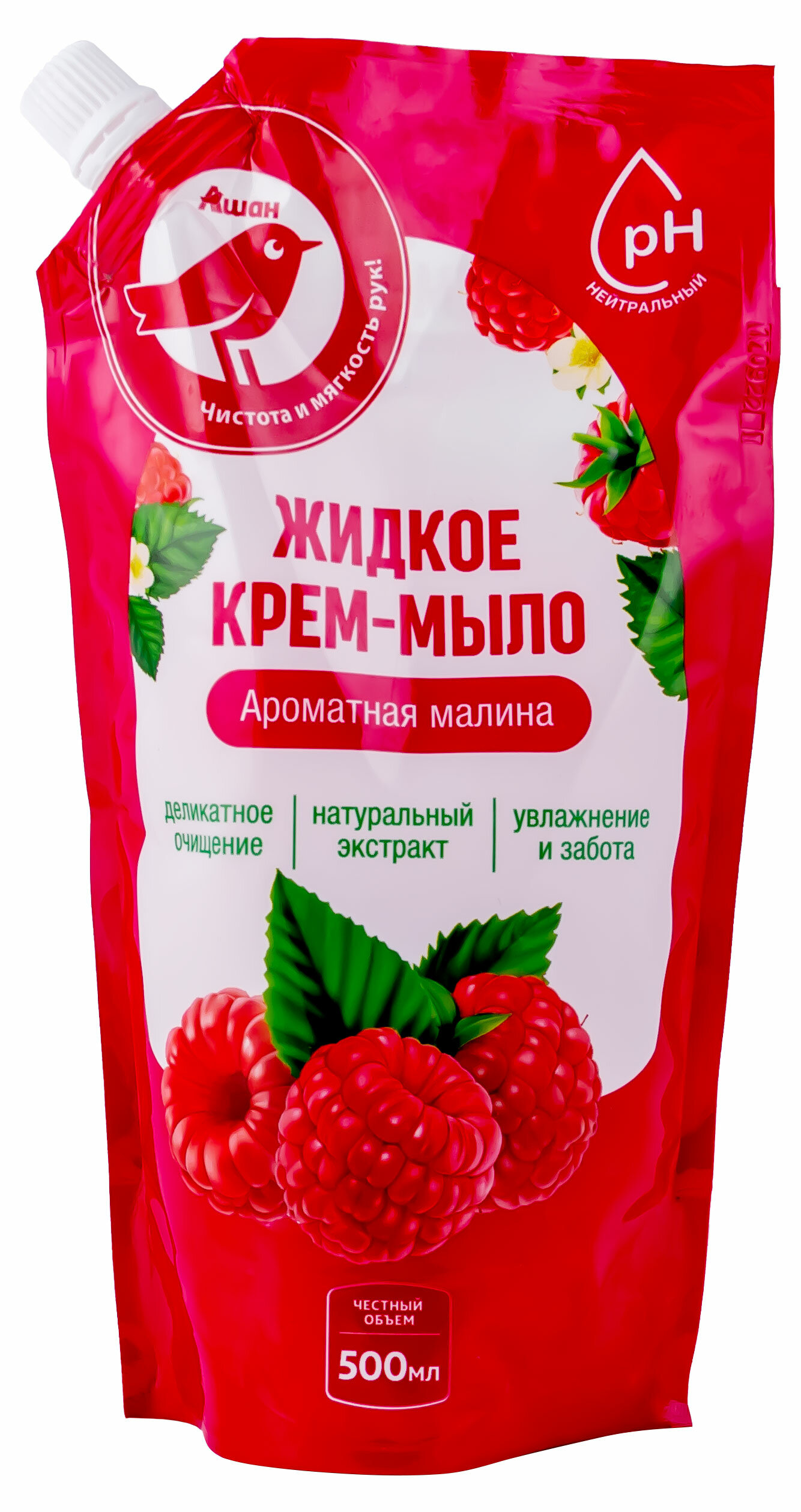 фото Мыло ашан Красная птица жидкое с ароматом малины, 500 мл