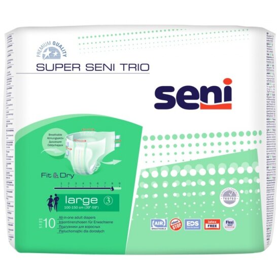 Подгузники для взрослых SENI Super Trio (Сени Супер Трио), Large, 10 шт