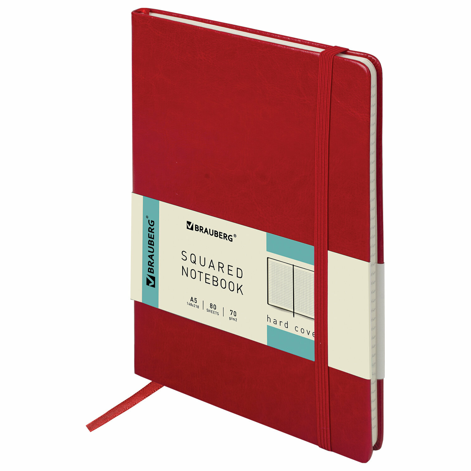 BRAUBERG «Metropolis Special», под кожу, 80 л., резинка, клетка, красный, 111575, 1 шт. в заказе