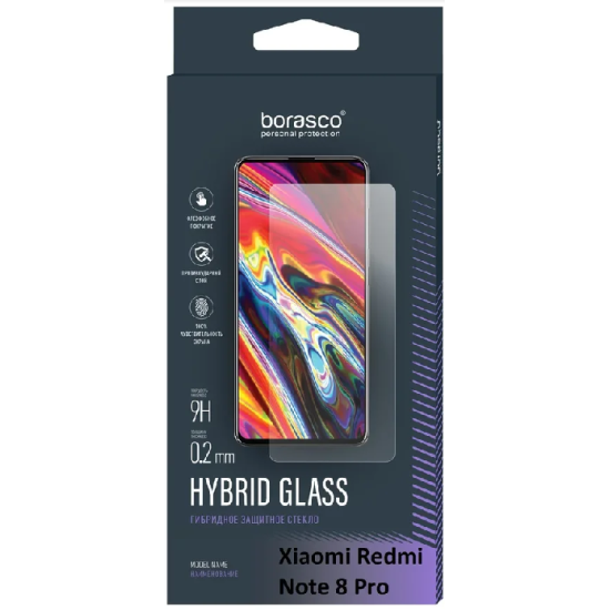 Защитное стекло Borasco Hybrid Glass для Xiaomi Redmi Note 8 Pro