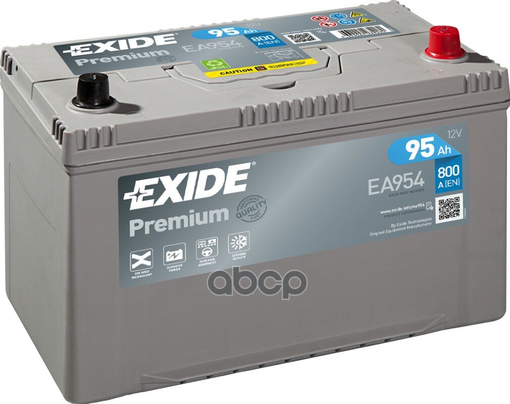 Акб Exide Premium Азия 95a/Ч (Ea954) (-/+) 12v 800a En 306х173х222 EXIDE арт. EA954