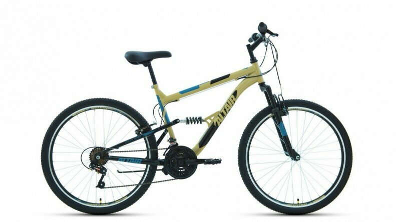 Горные (кросс-кантри) велосипеды ALTAIR Горный двухподвес ALTAIR MTB FS 26 1.0 18" (2021), 18" бежевый/черный
