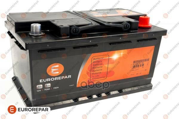 Аккумулятор Eurorepar Start-Stop Agm 70 А/Ч Обратная R+ 278x175x190 En760 А EUROREPAR арт. 1620012780