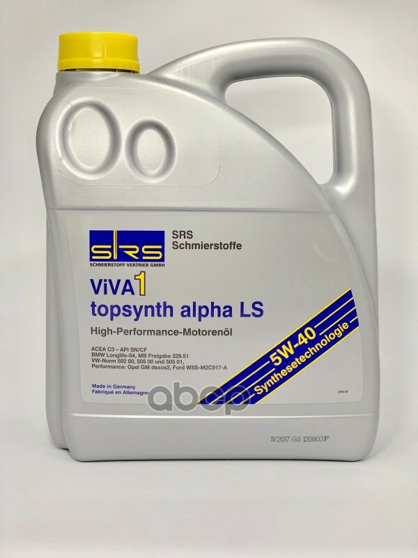 SRS Srs Масло Моторное Viva 1 Topsynth Alpha Ls 5w-40 (4 Л.)